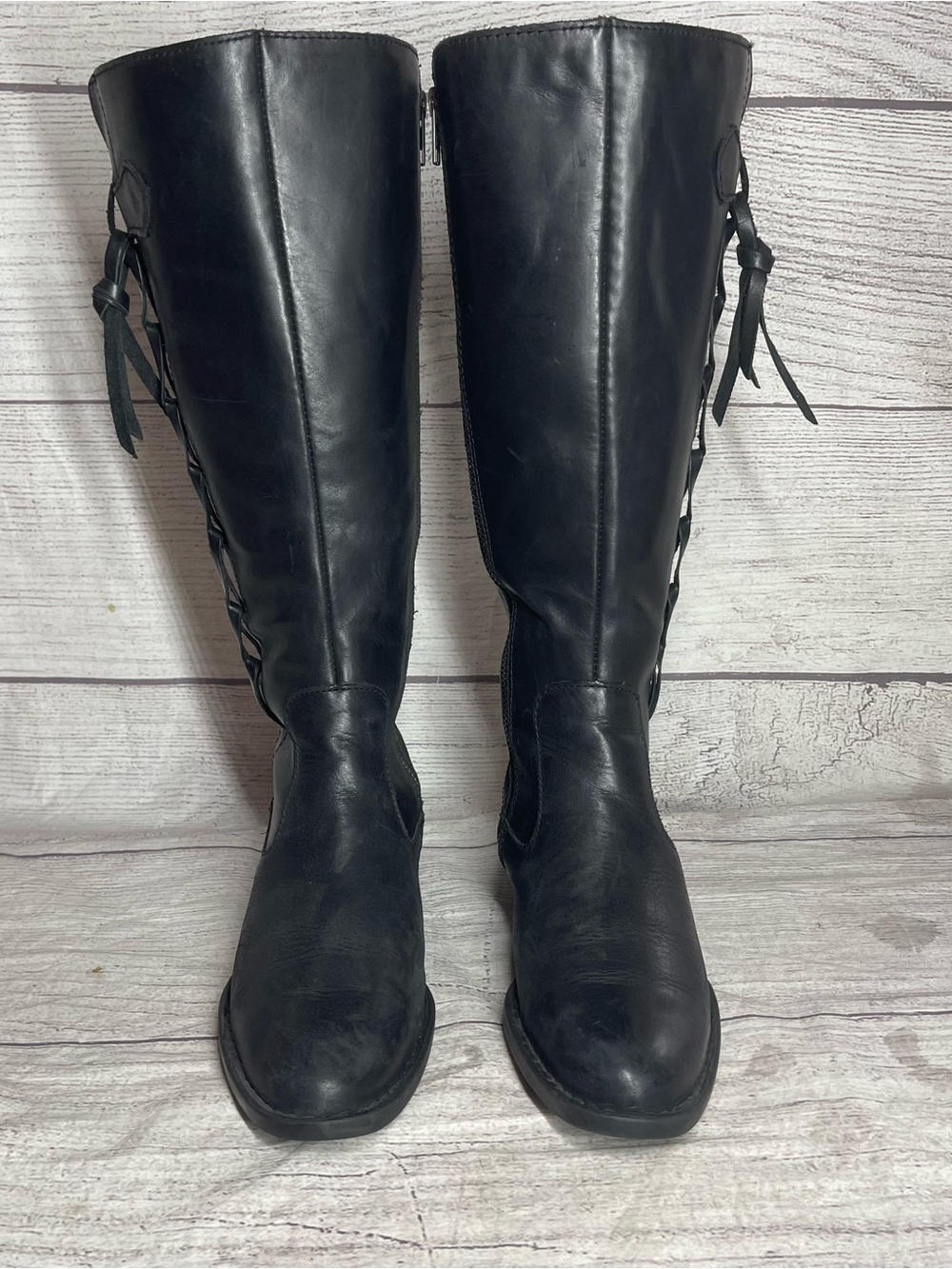 Born Women’s 6.5 Black Leather Knee High Boots - Picture 2 of 11
